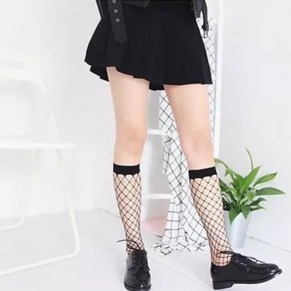 High Net Socks Accessories | Nwt Black Fish Net Knee High Socks Stockings | Poshmark